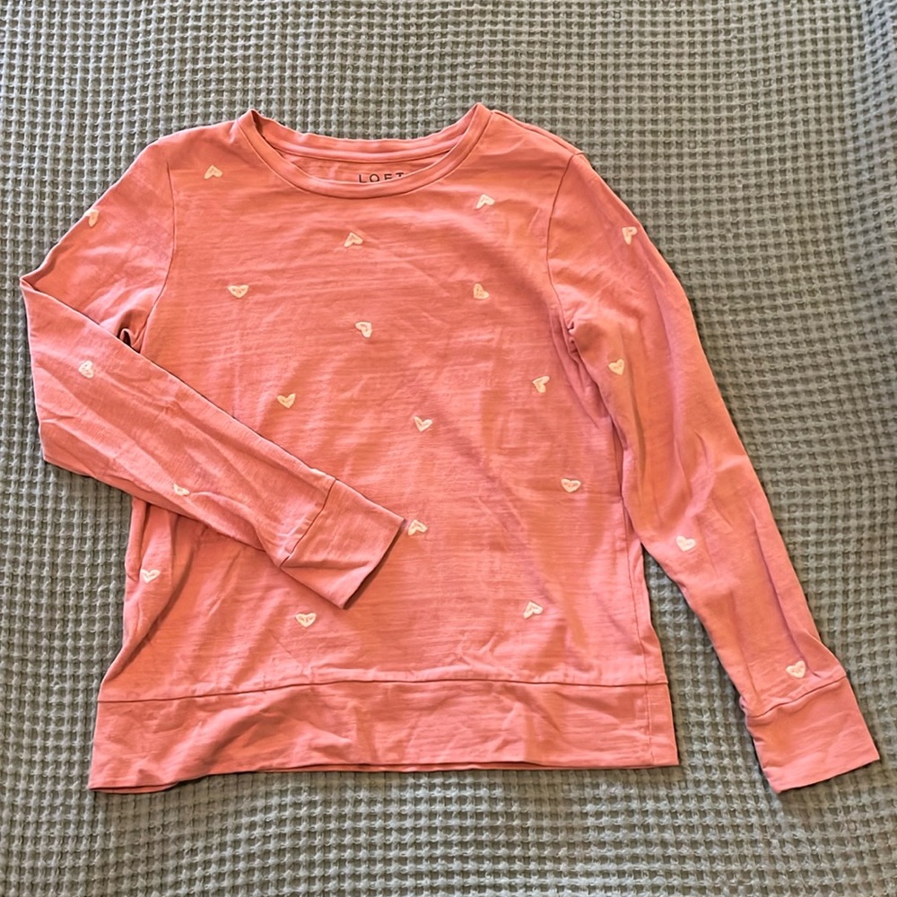 Loft Heart Embroidered Long Sleeve Top